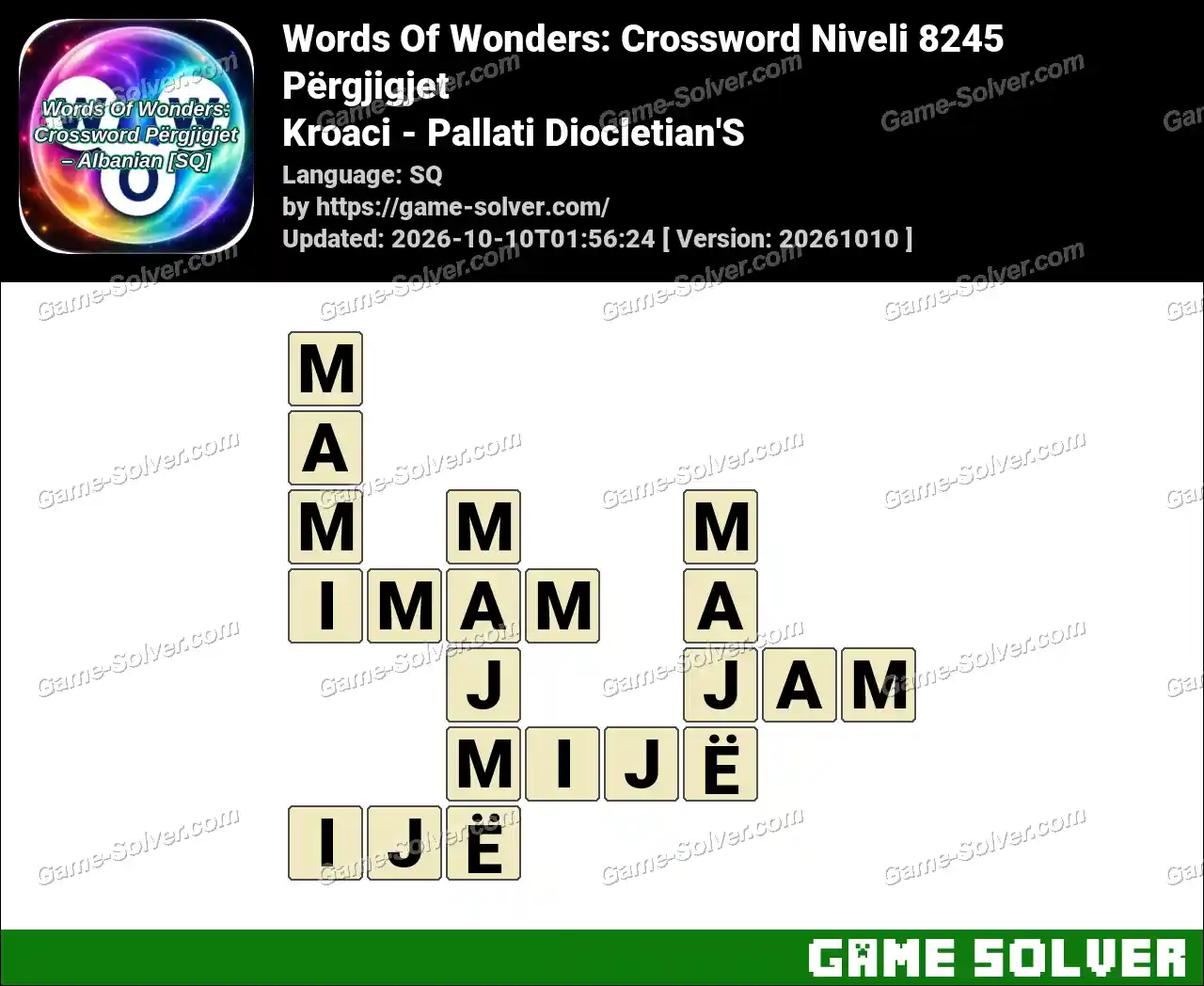 Words Of Wonders: Crossword Niveli 8245 Përgjigjet – Kroaci – Pallati Diocletian’S